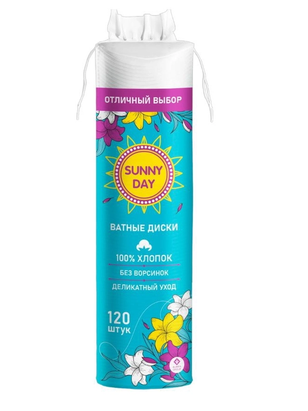 Ватные диски SUNNY DAY 120 шт купить по цене 79 ₽ в интернет-магазине Магнит Маркет (арт. 13235642)
